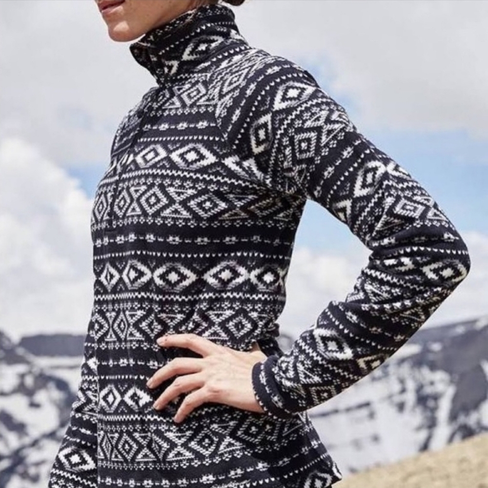 Eddie Bauer Women's Aztec 1/4 Zip Long Sleeve Fleece Sweater Size Medium